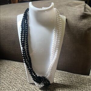 Elegant Black and White Beaded Necklace